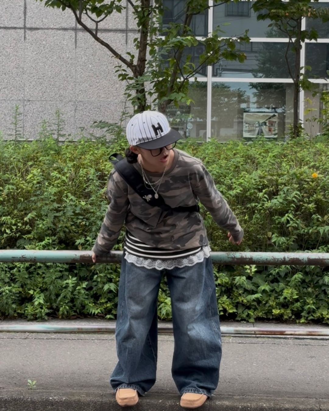 カモフラージュ・オーバーサイズロングスリーブTシャツ TR004