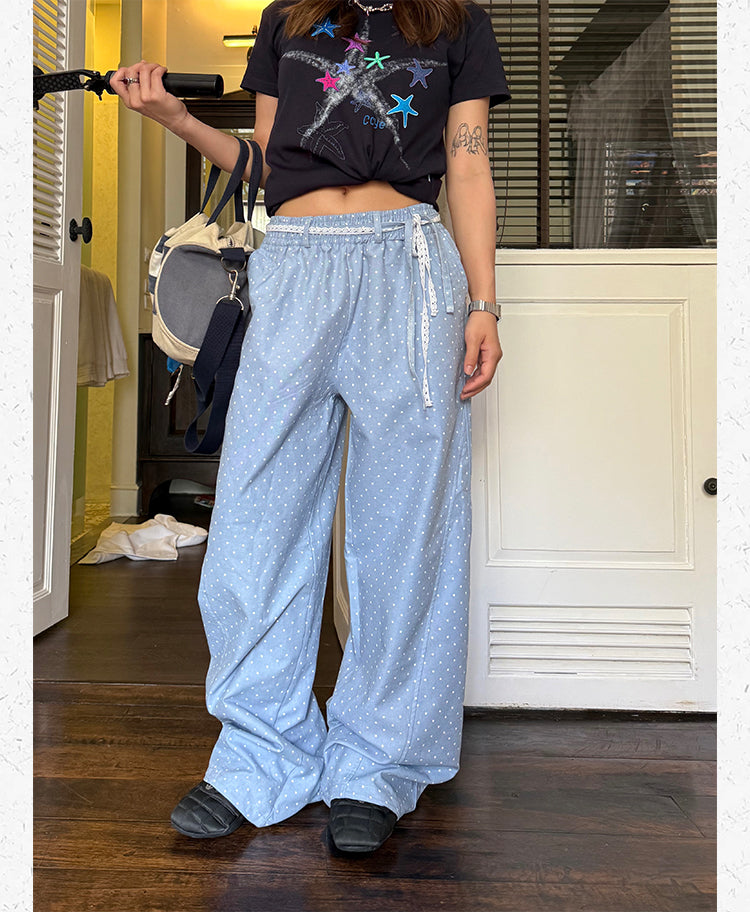 スター柄ウエストゴムパンツ N478