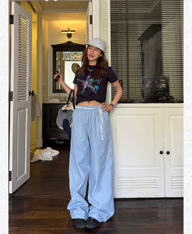 スター柄ウエストゴムパンツ N478