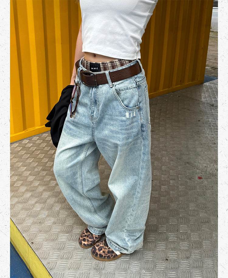 ウォッシュドルーズデニムパンツ N473