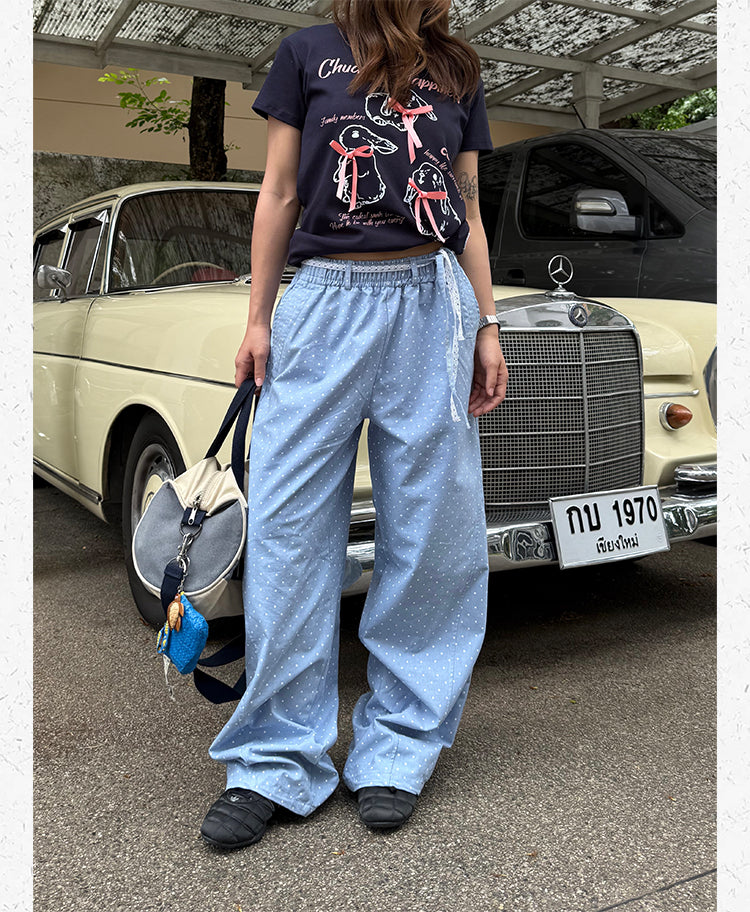 スター柄ウエストゴムパンツ N478