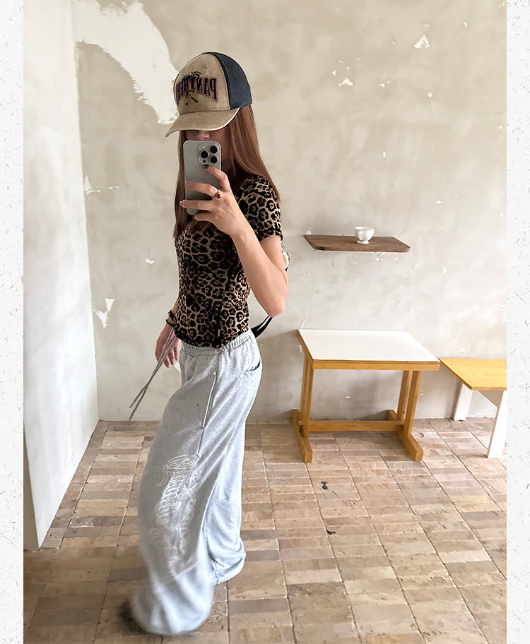 サイド刺繍 ワイドスウェットパンツ N511