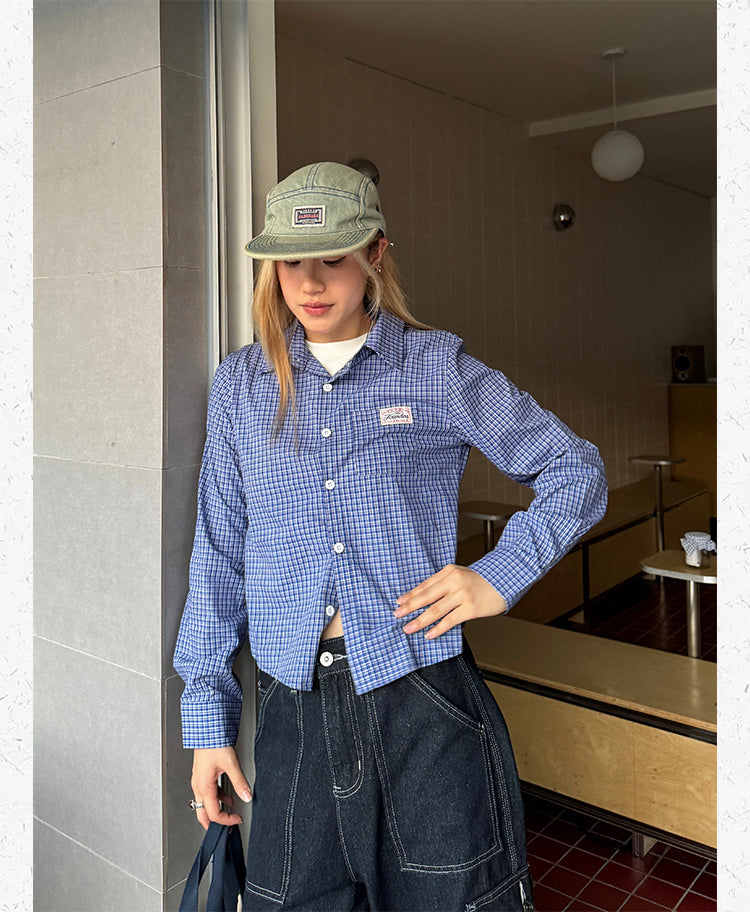 チェック柄半袖長袖シャツ N471