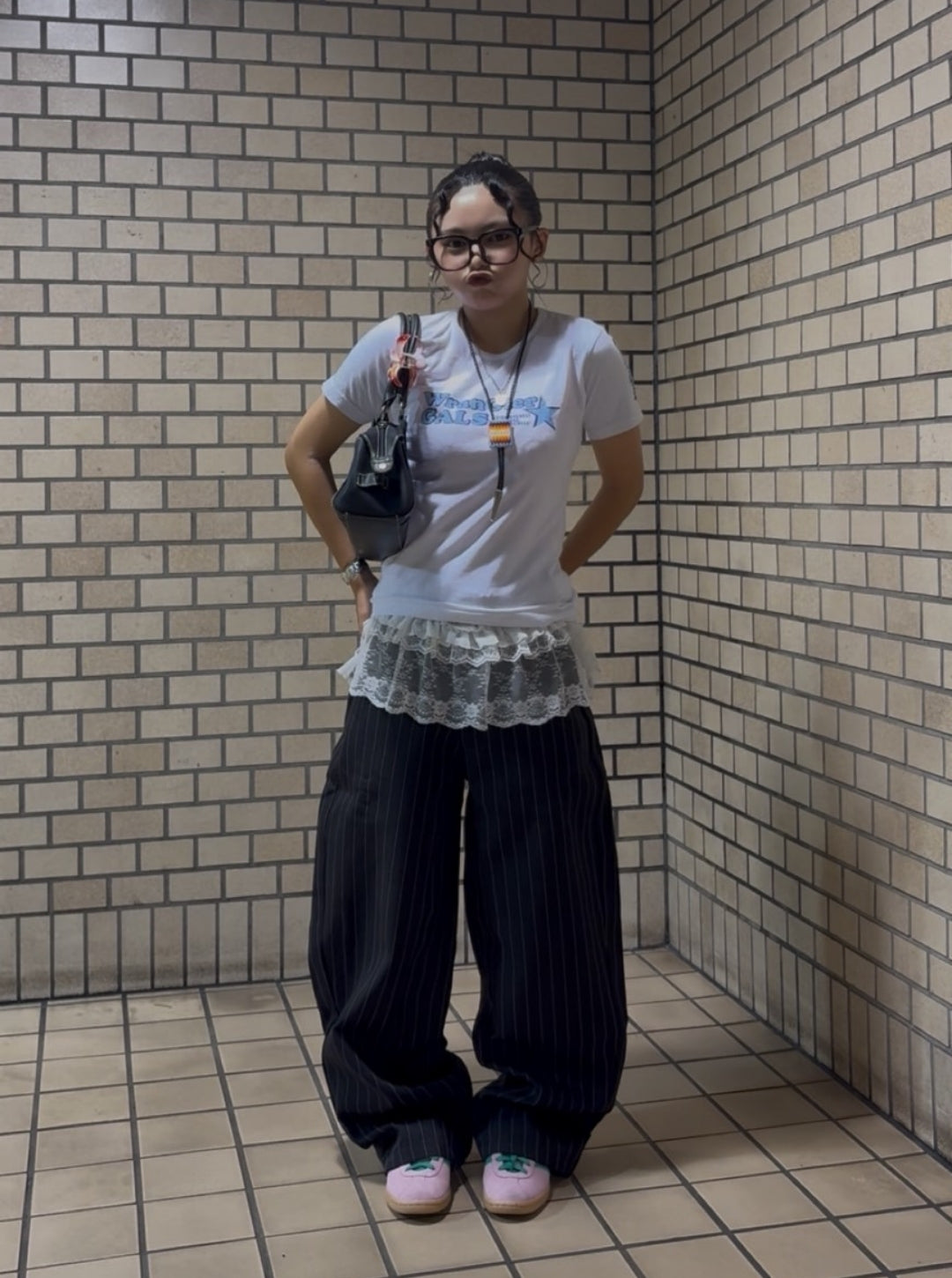 ピンストライプ・ワイドバギースラックス TR001