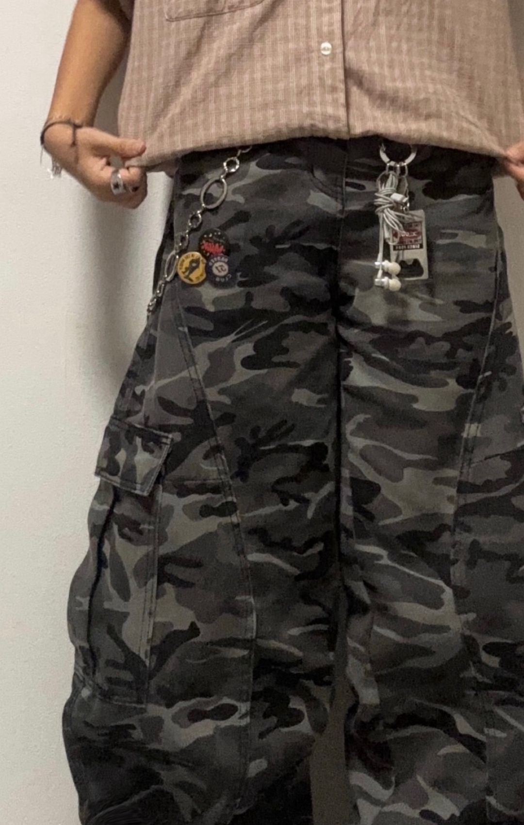 シーム入り迷彩ワイドカーゴパンツ EA001