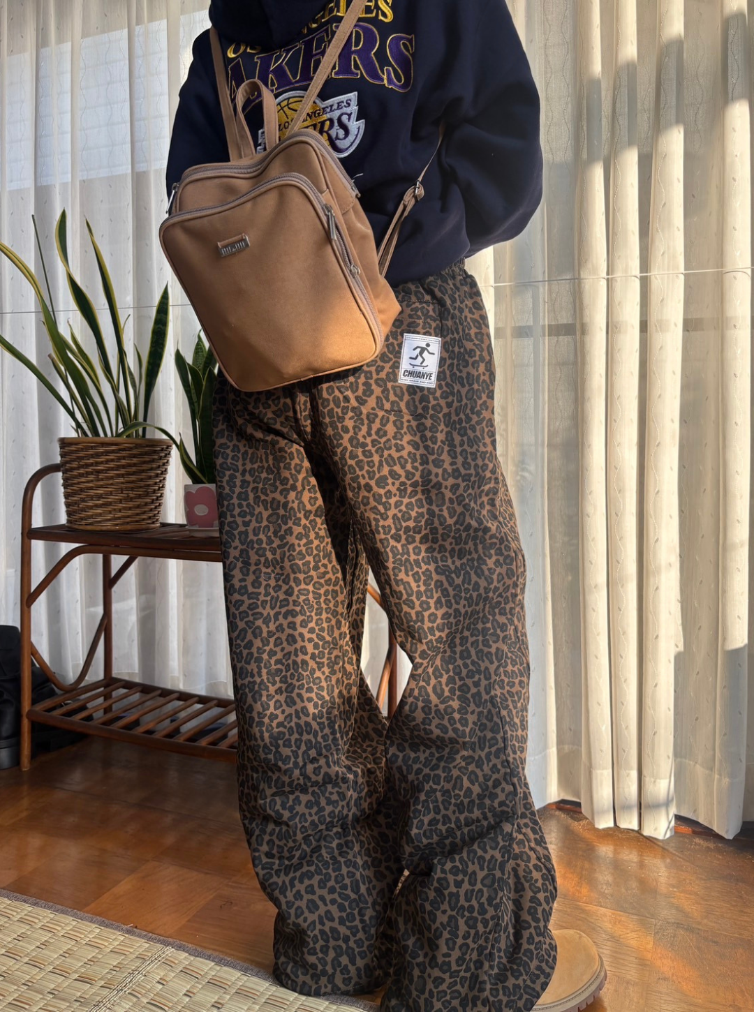 レオパードプリント・ワイドイージースウェット KN005