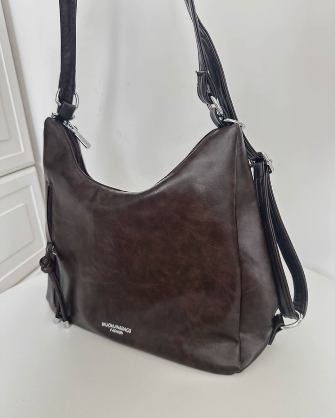 2WAY ヴィンテージライク・ソフトレザーホーボーバッグ OT-014