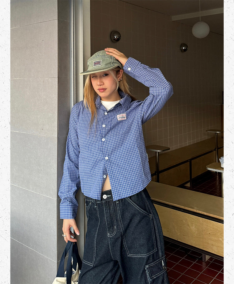 チェック柄半袖長袖シャツ N471