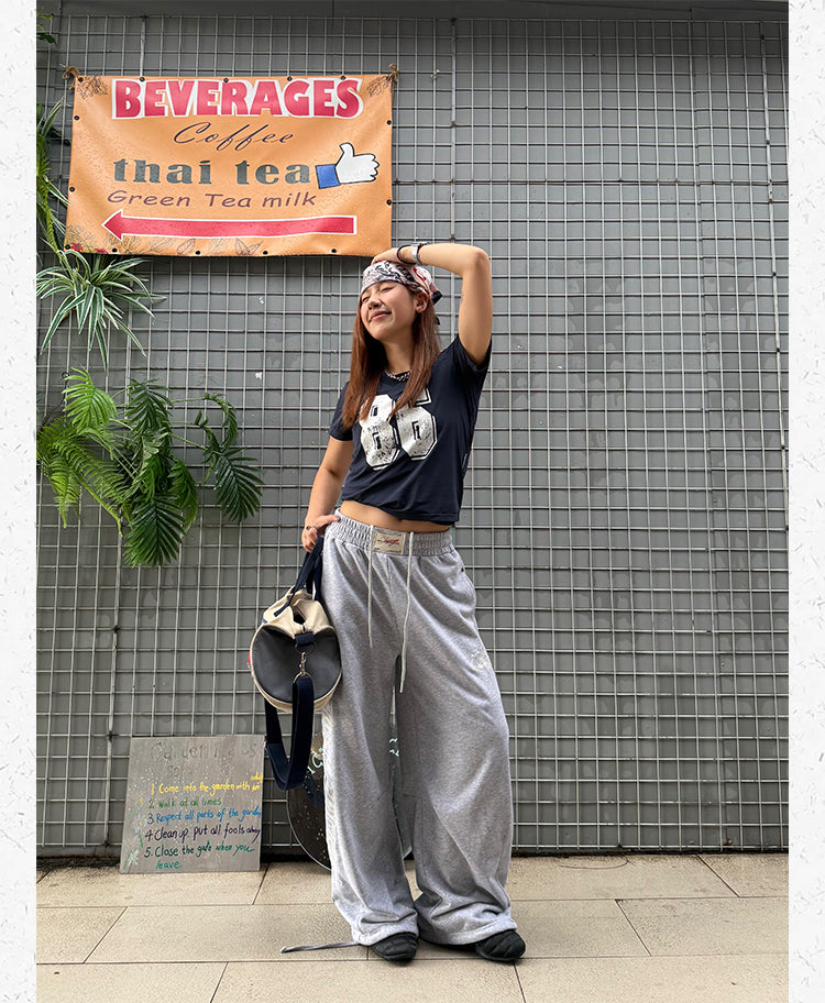 サイド刺繍 ワイドスウェットパンツ N511