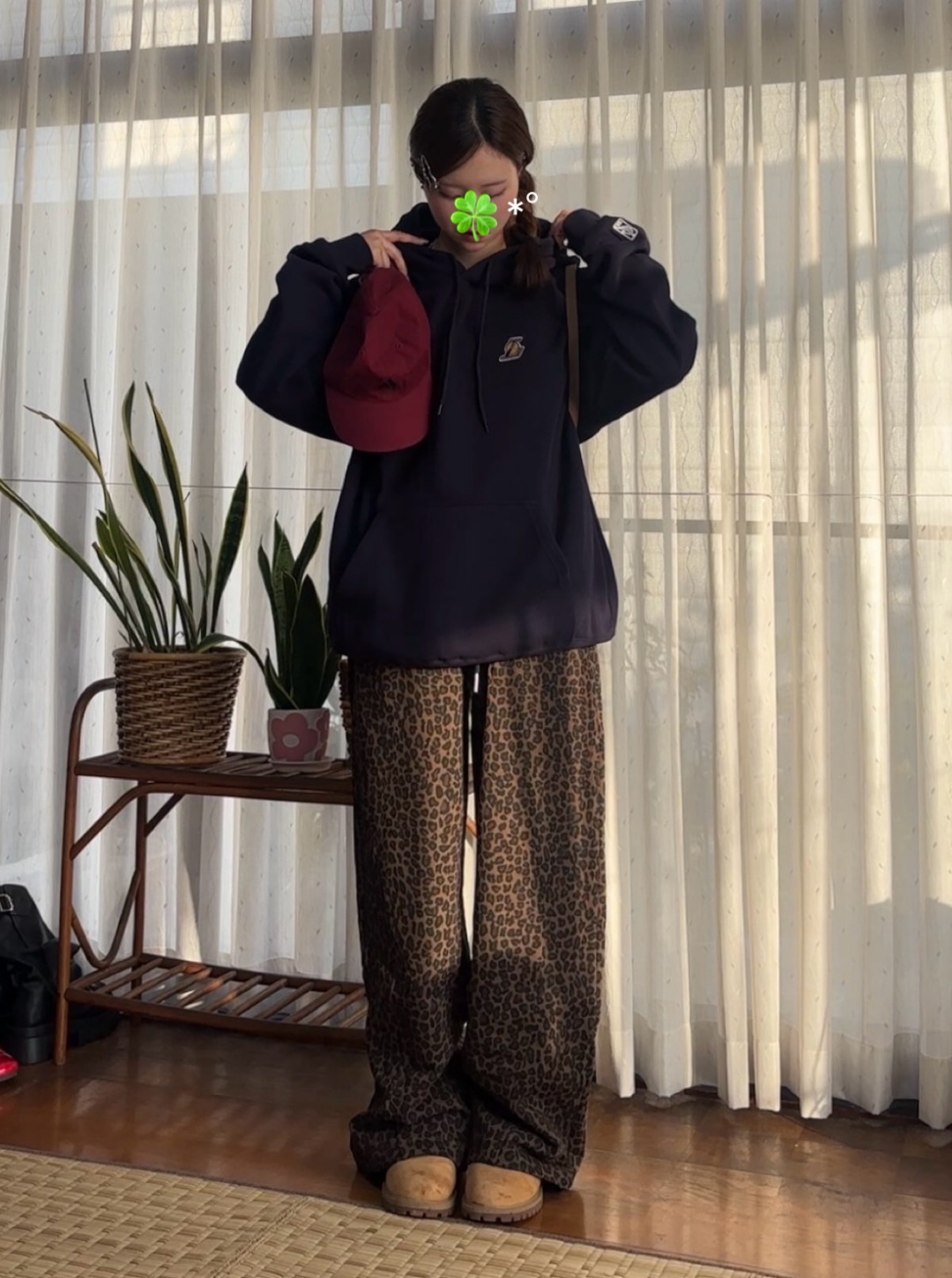 レオパードプリント・ワイドイージースウェット KN005