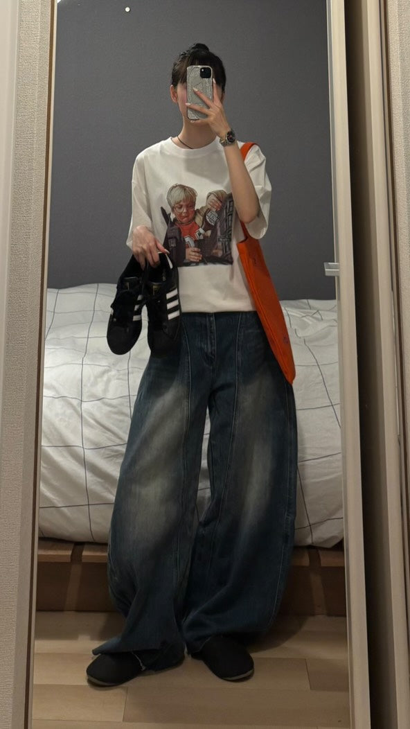 アメリカンレトロウォッシュワイドデニム s0814m-5