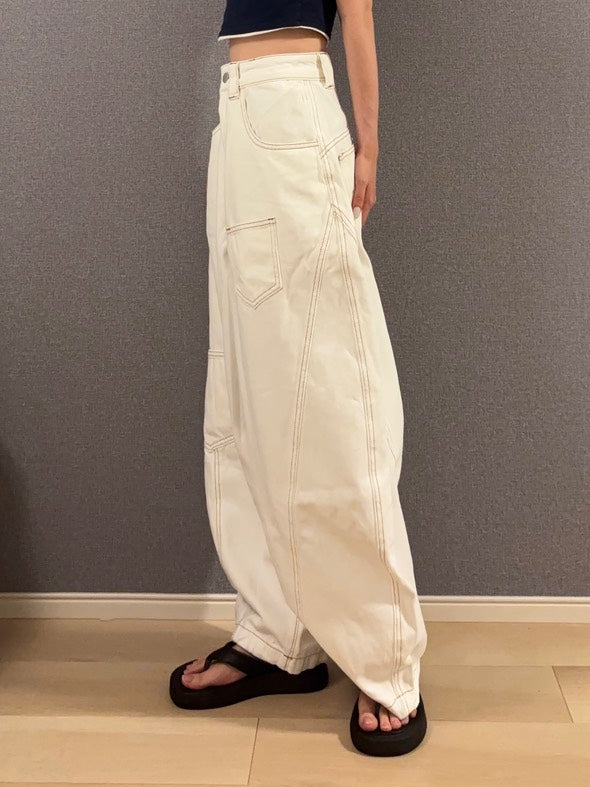 ホワイトシミターワイドパンツ s0814m-3