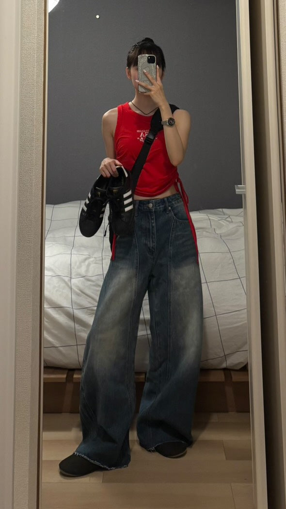 アメリカンレトロウォッシュワイドデニム s0814m-5