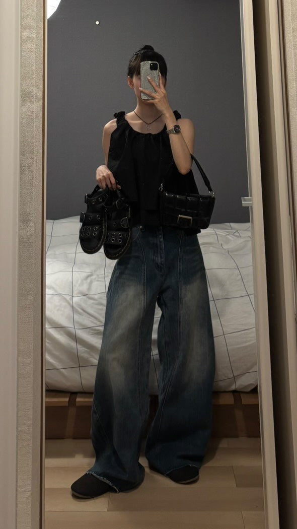 アメリカンレトロウォッシュワイドデニム s0814m-5