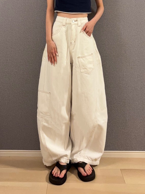 ホワイトシミターワイドパンツ s0814m-3