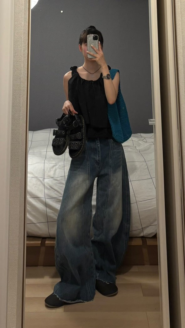 アメリカンレトロウォッシュワイドデニム s0814m-5