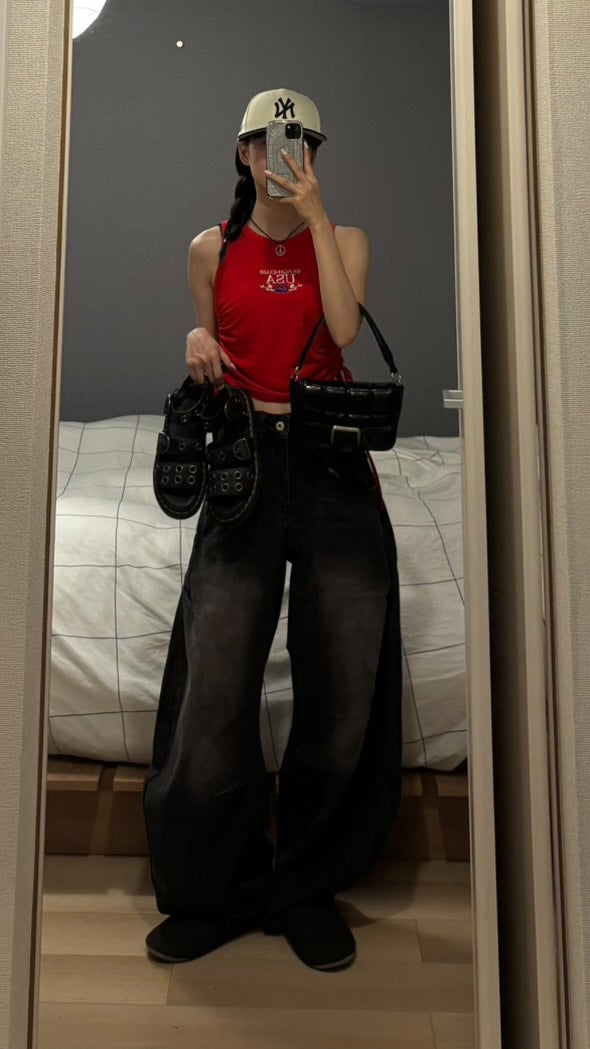 ウォッシュドワイドデニムパンツ s0814m-2