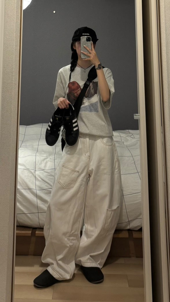 ホワイトシミターワイドパンツ s0814m-3