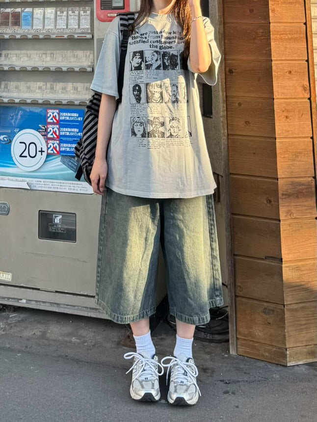 ロングハーフデニムパンツ TH002