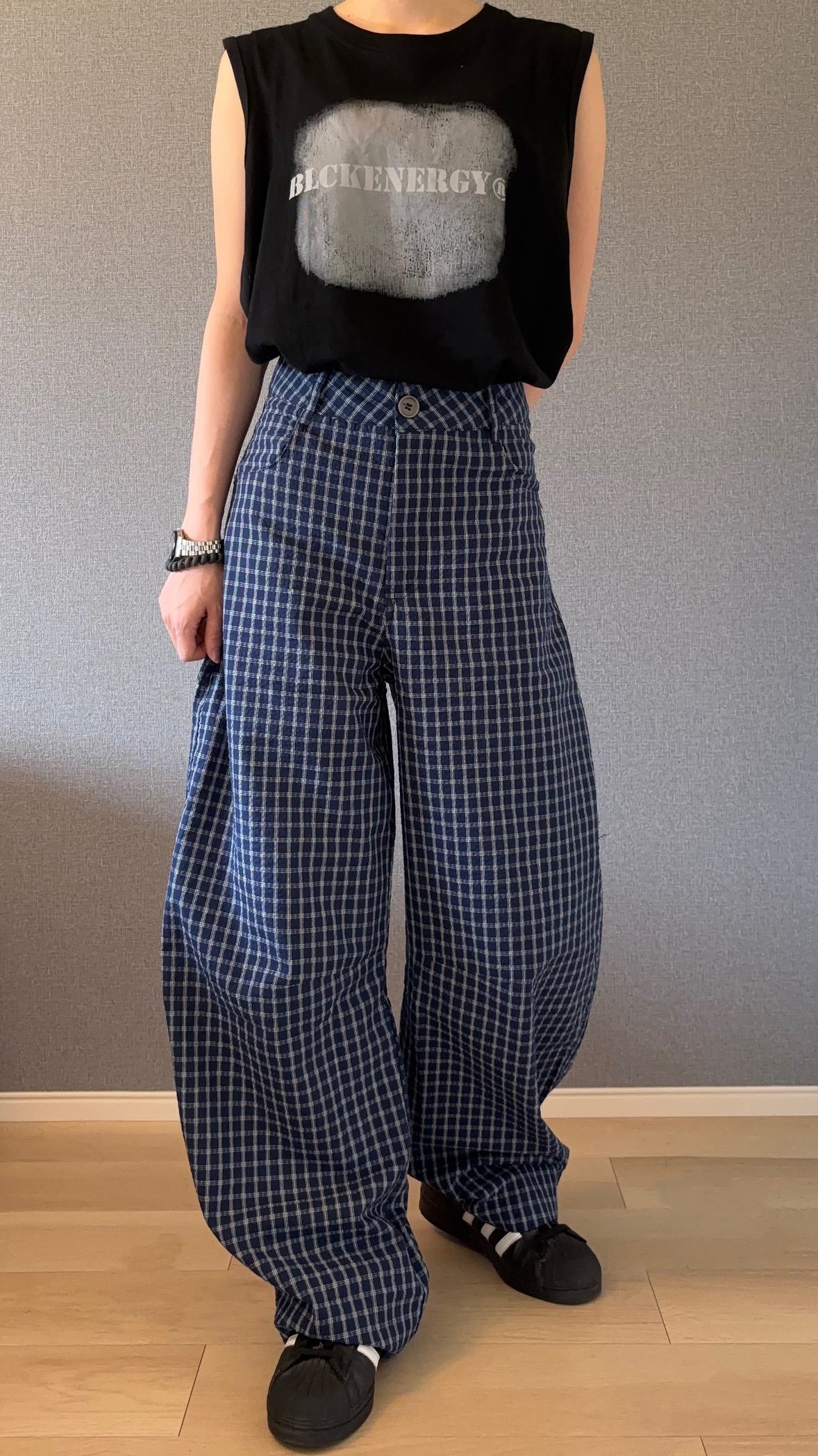 ハイウエストチェックパンツ s0814m-7