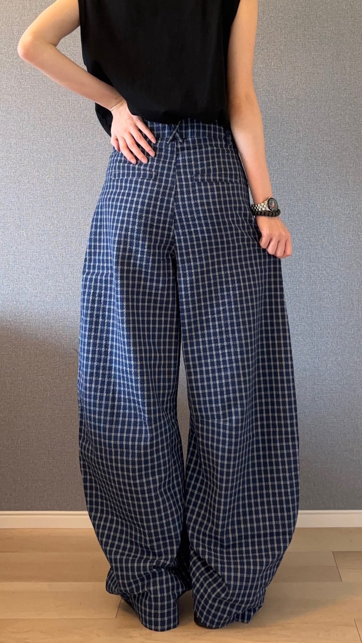 ハイウエストチェックパンツ s0814m-7