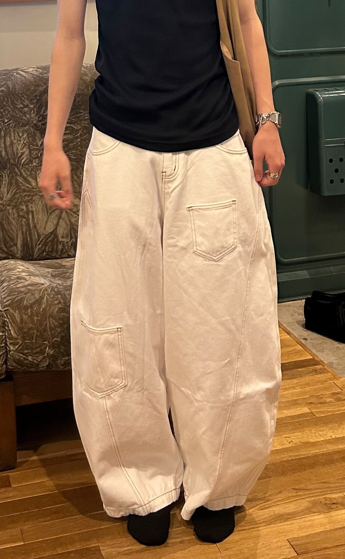 カーブシルエット・ベイカーデニムパンツ OT-005