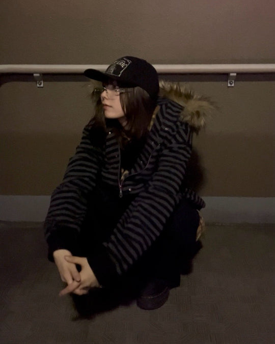 ファー取り外し可能ボーダーパーカー MH003