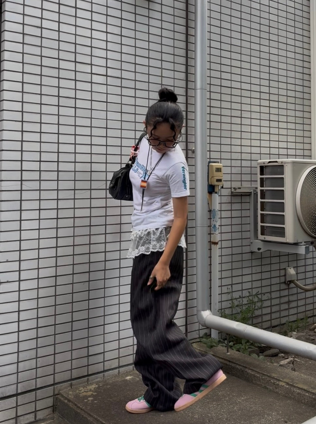 ピンストライプ・ワイドバギースラックス TR001