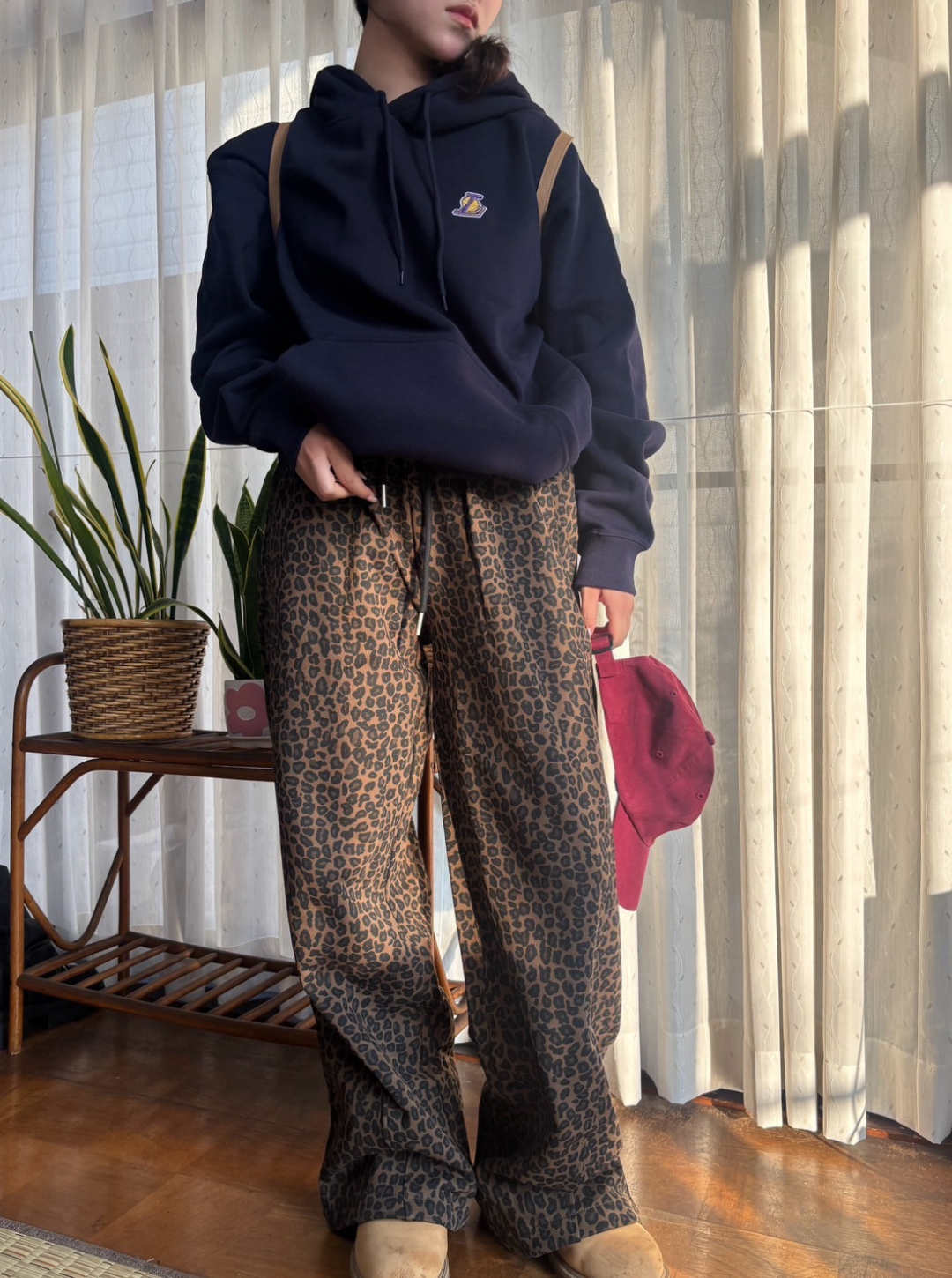 レオパードプリント・ワイドイージースウェット KN005