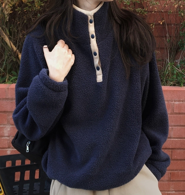 ソフトフリースハーフボタンプルオーバー MI-039