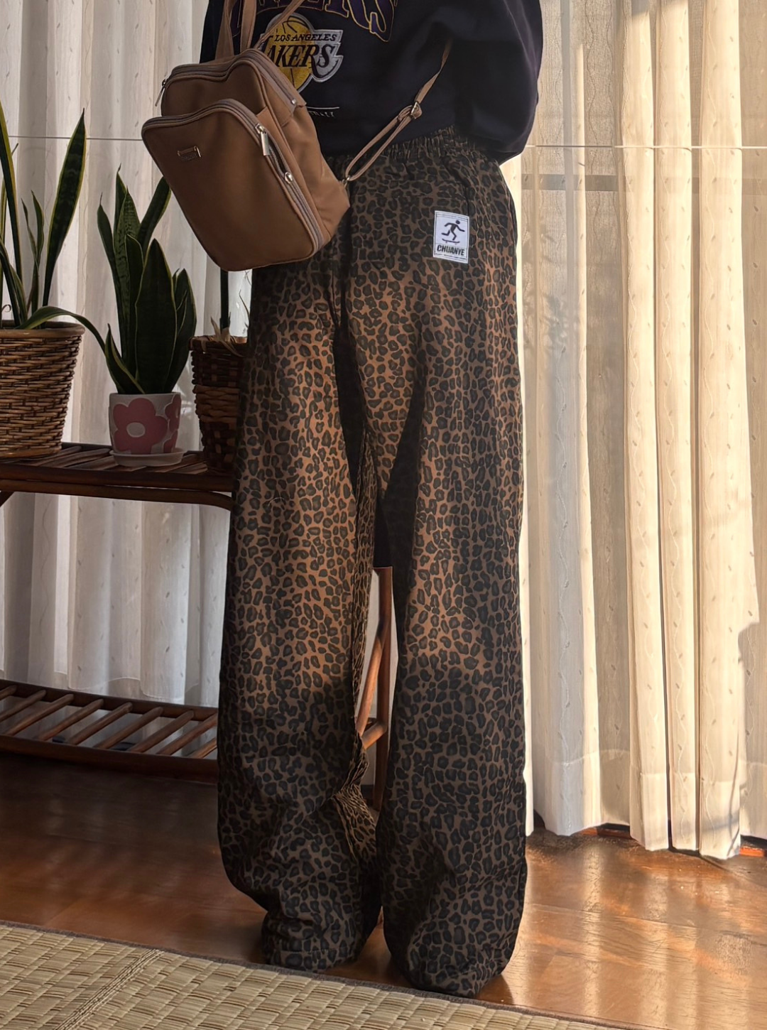 レオパードプリント・ワイドイージースウェット KN005