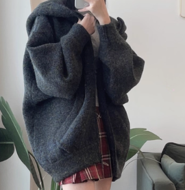 メランジウールジップニットフーディジャケット SCK-034