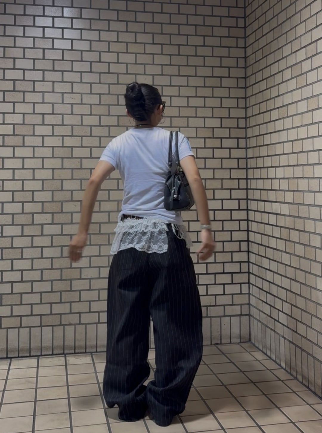 ピンストライプ・ワイドバギースラックス TR001