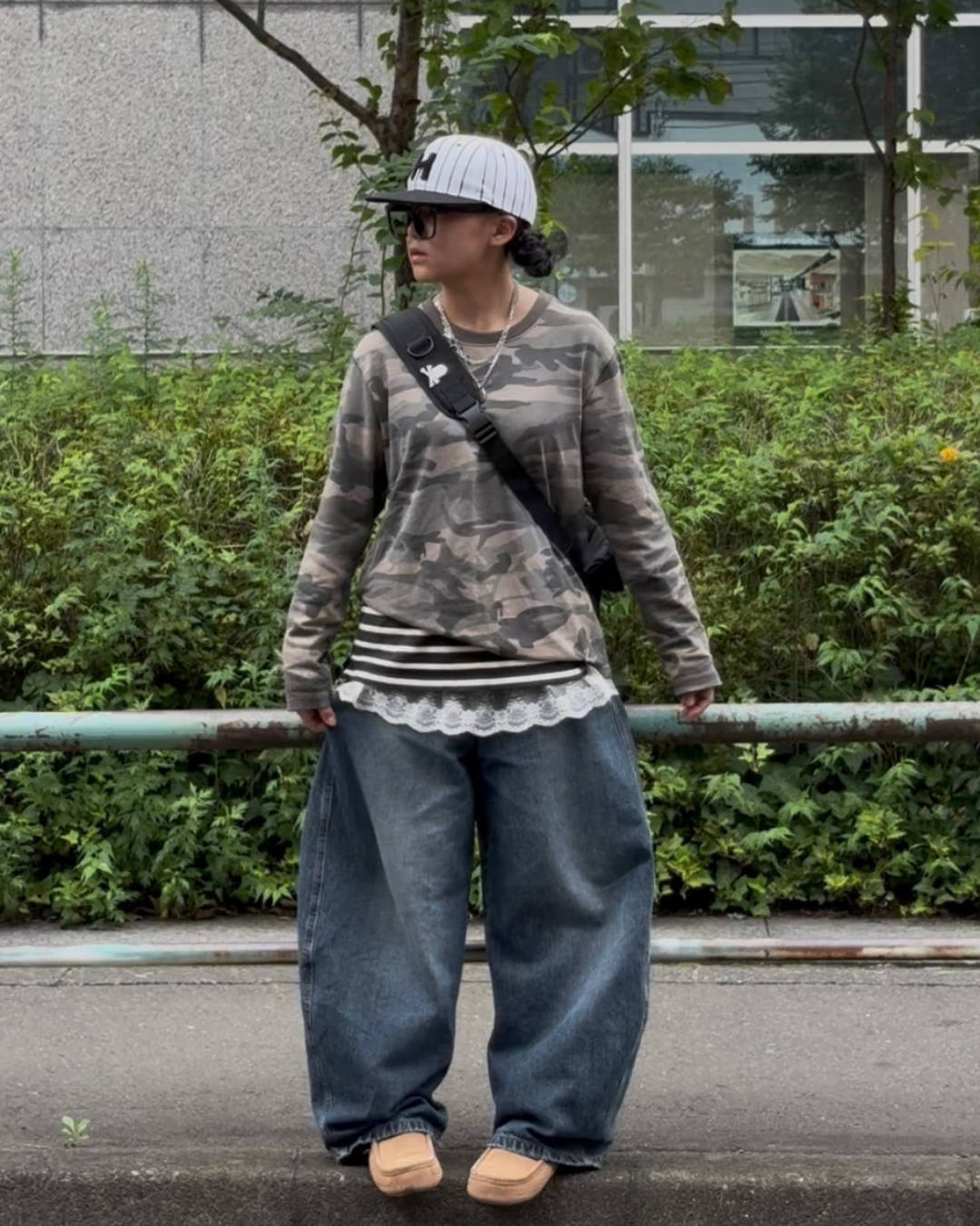 カモフラージュ・オーバーサイズロングスリーブTシャツ TR004