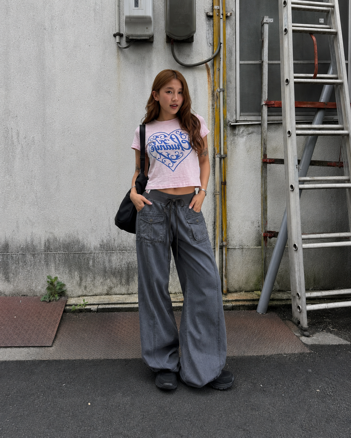 ハートプリントコットンクロップTシャツ N1282
