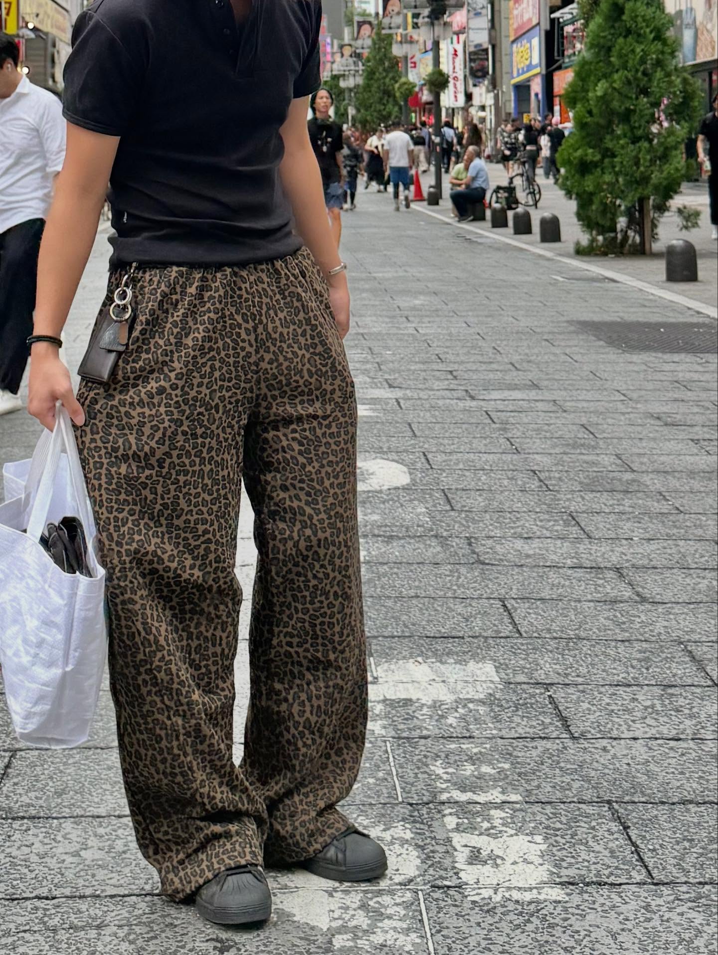 レオパードプリント・ワイドストレートイージーパンツ PP001