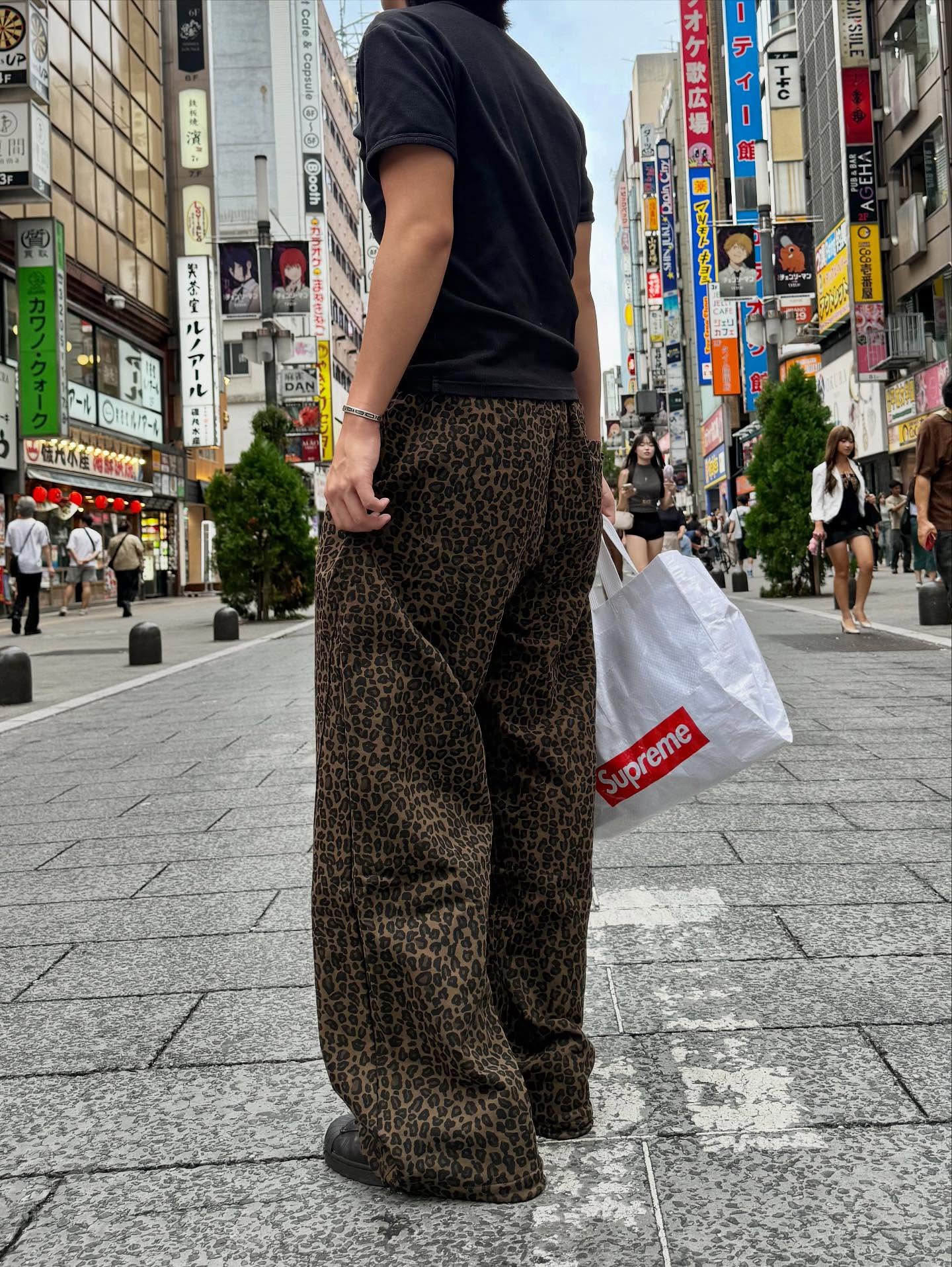 レオパードプリント・ワイドストレートイージーパンツ PP001