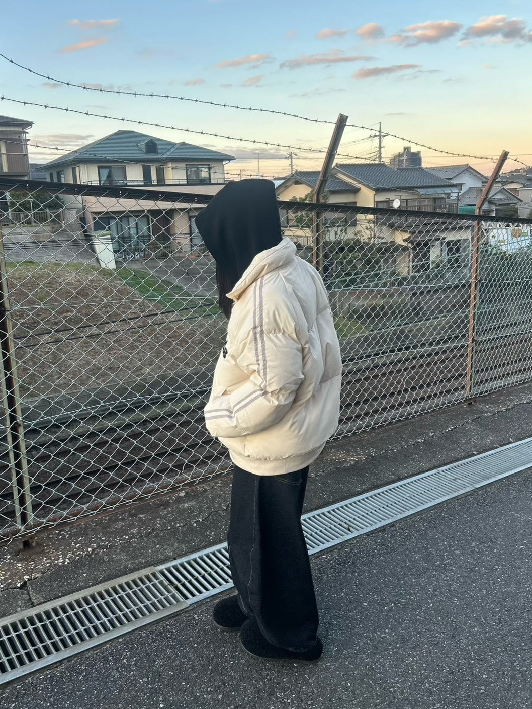 ライン配色スタンドカラーパファージャケット MI-035