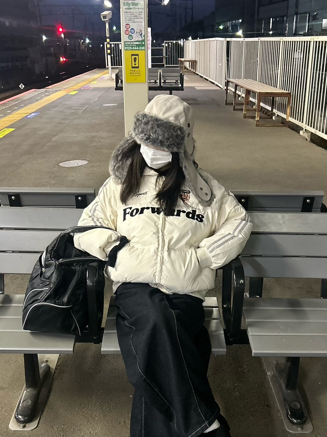 ライン配色スタンドカラーパファージャケット MI-035