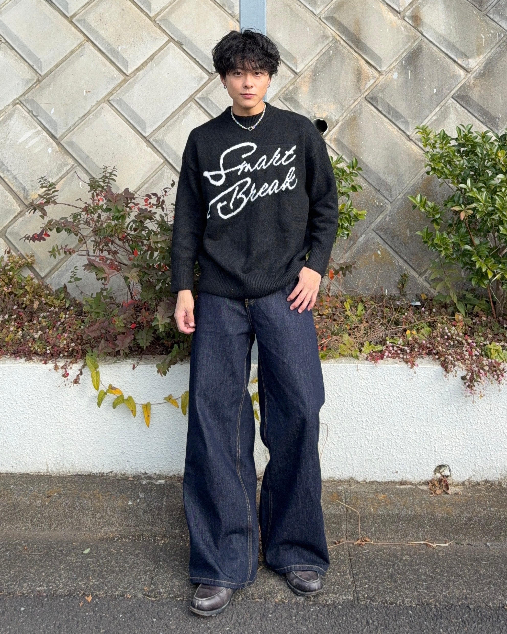 ゴシックレタリングルーズニット KO-007