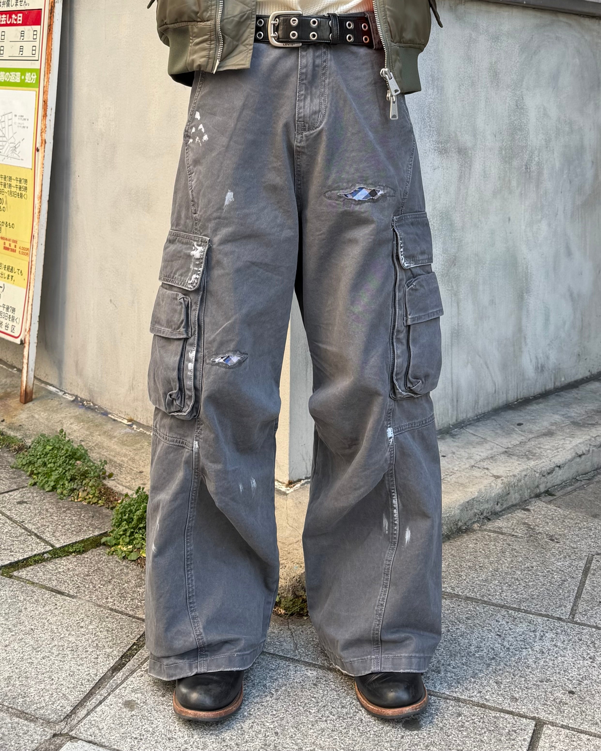 スプラッシュウォッシュパッチワイドカーゴパンツ KO-006