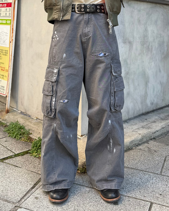 スプラッシュウォッシュパッチワイドカーゴパンツ KO-006