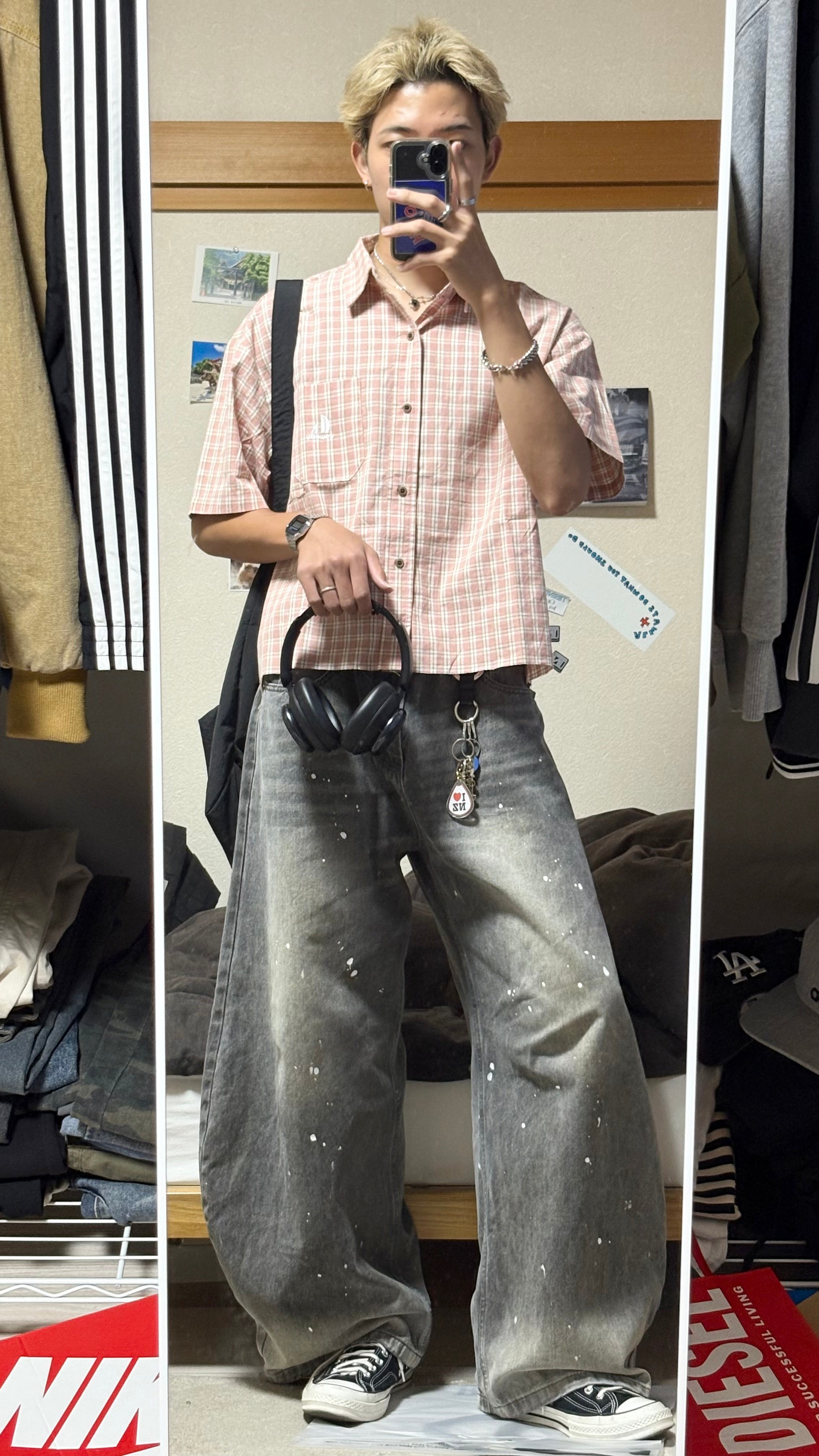 ショート丈チェックシャツ  HR001