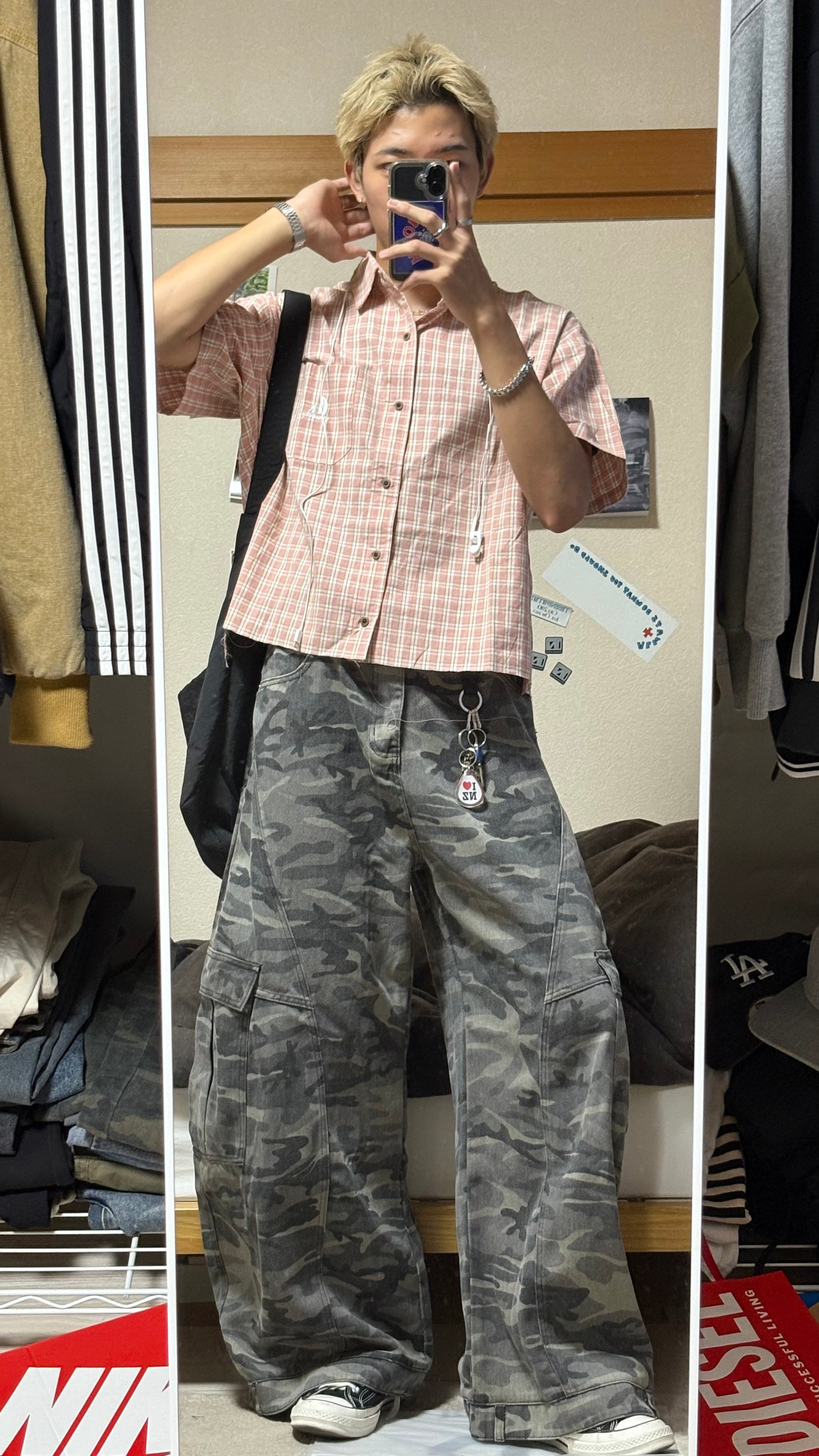 ビッグシルエットワイドパンツ迷彩 HR003