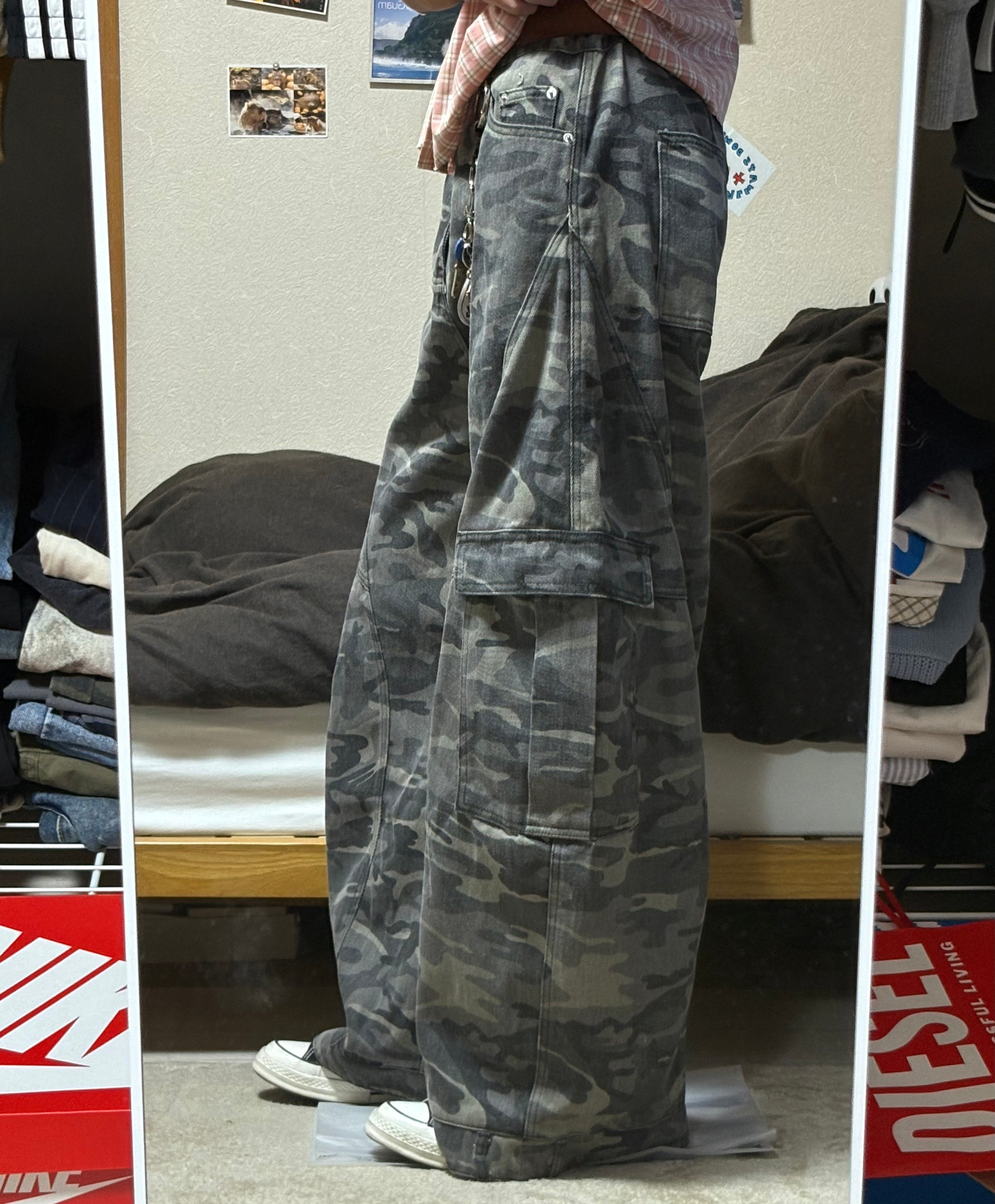 ビッグシルエットワイドパンツ迷彩 HR003