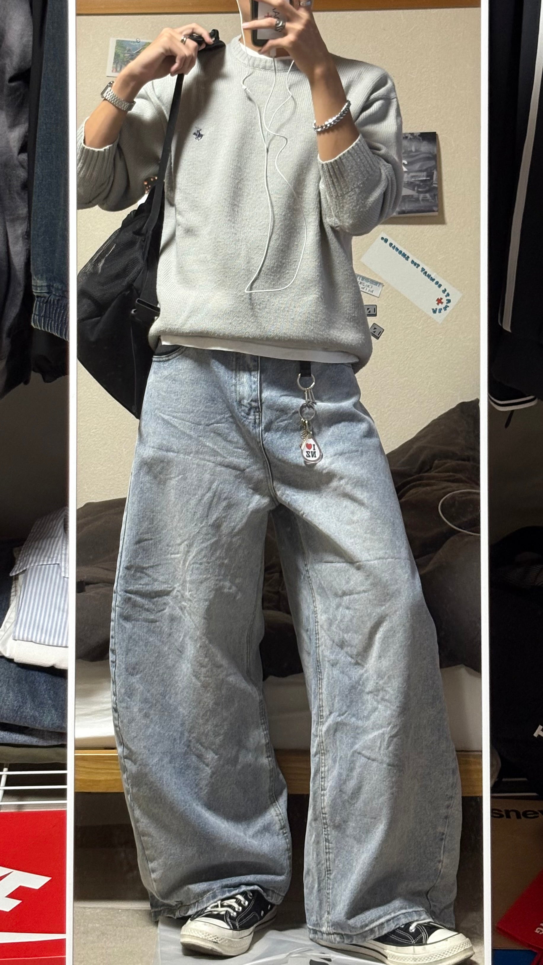 アイスウォッシュ・ワイドバギーデニム HR004