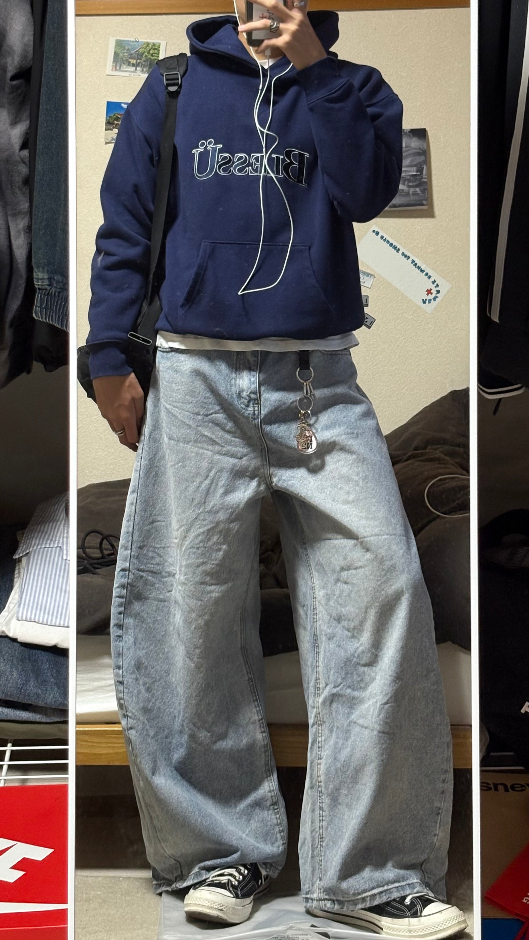 アイスウォッシュ・ワイドバギーデニム HR004