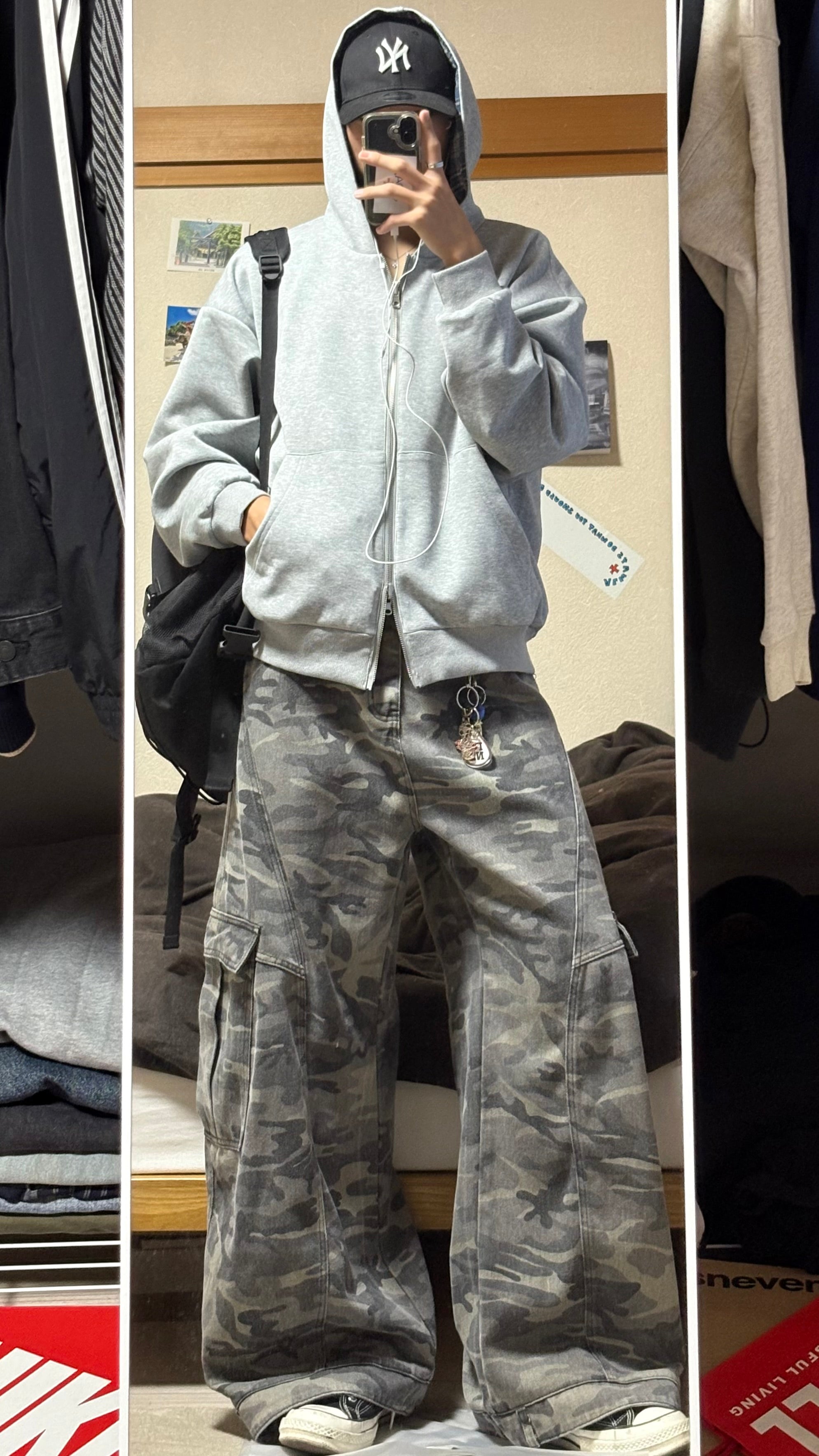 リバーシブル・チェック&ソリッドジップアップフーディー HR005