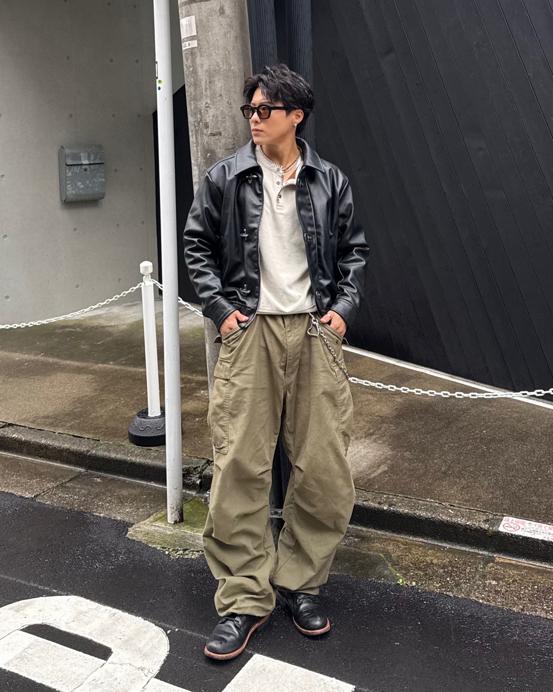 配色ステッチヘンリーネックサーマルトップス KO-001