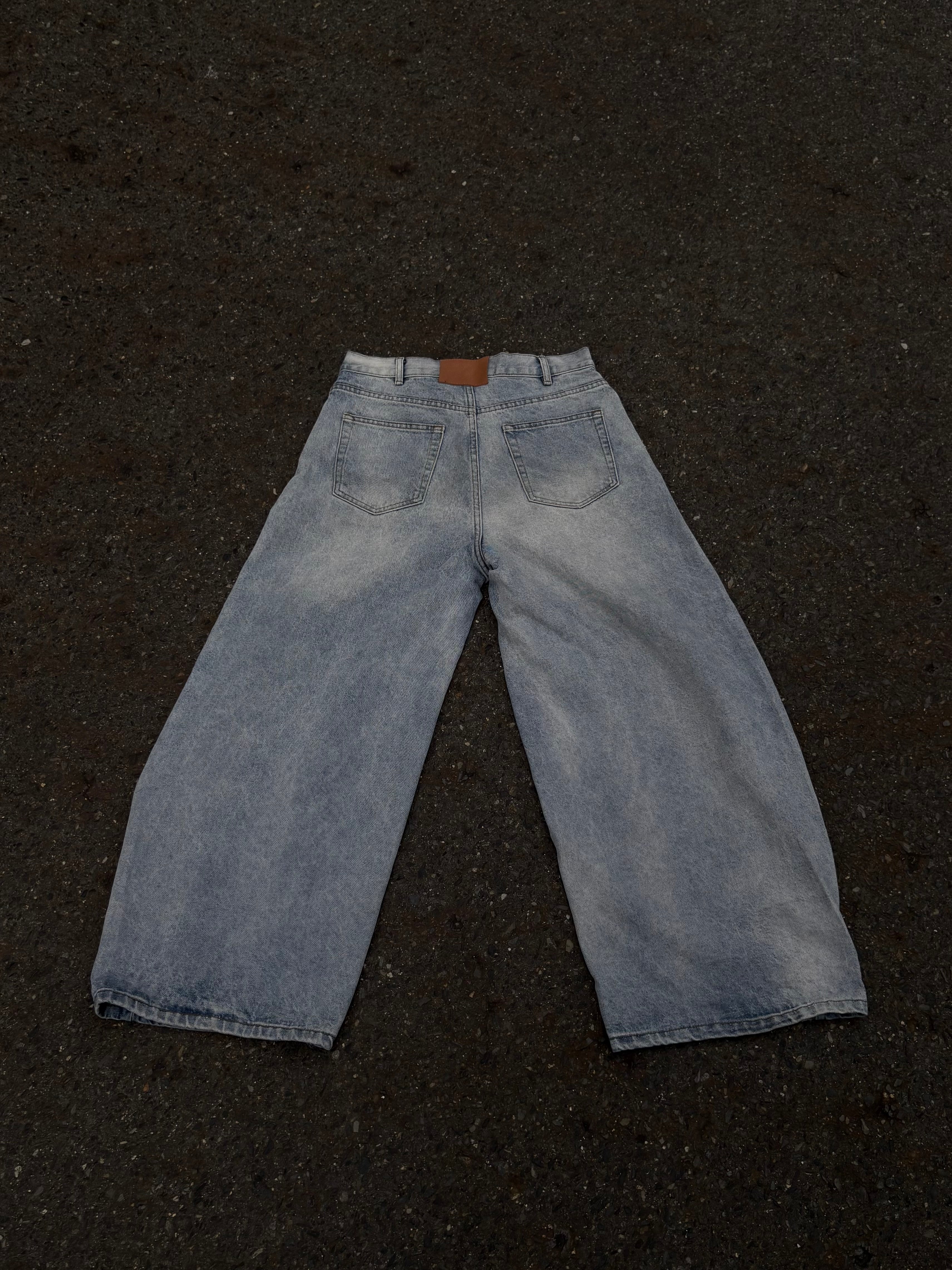 アイスウォッシュ・ワイドバギーデニム HR004